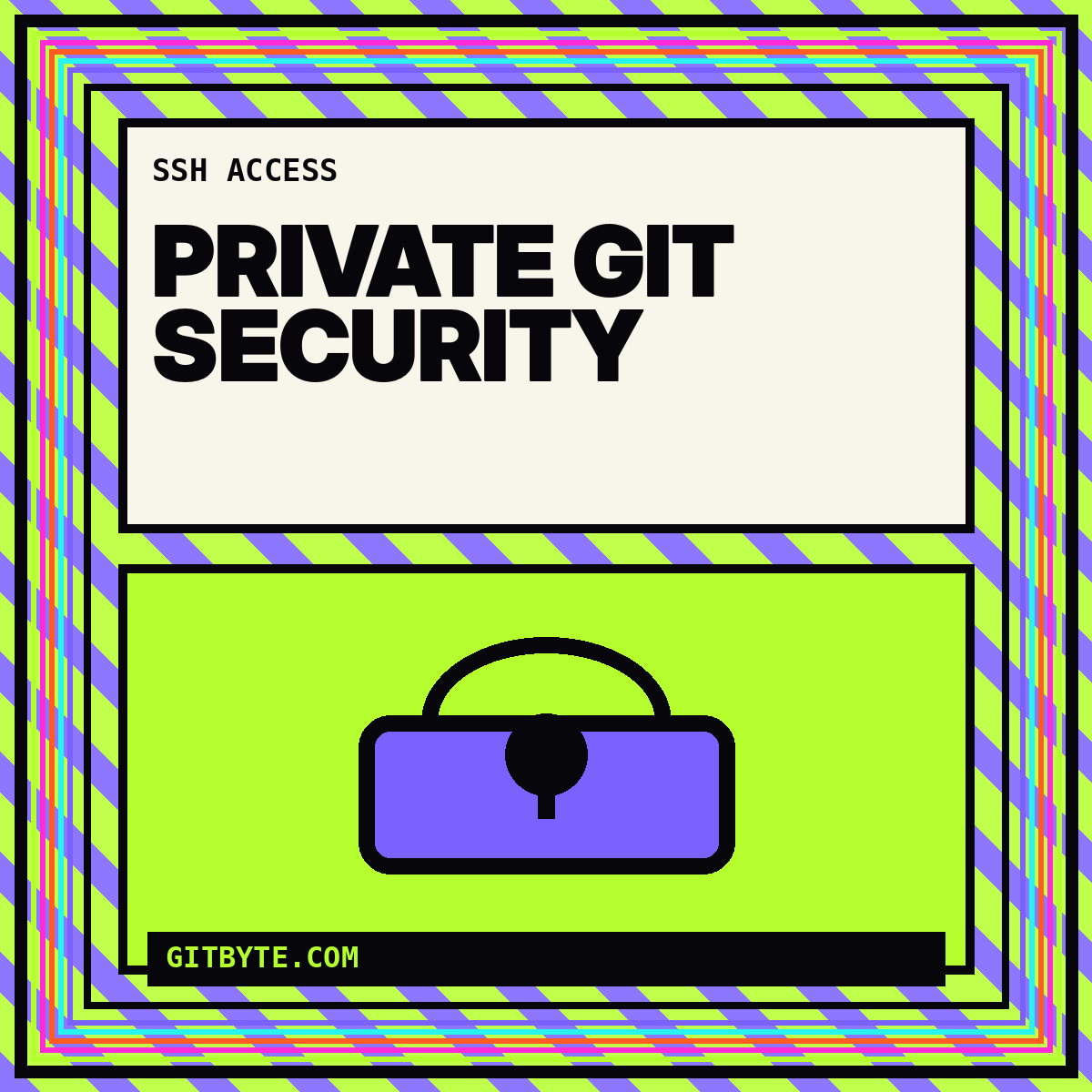 Neon editorial card for Private Git & SSH Security